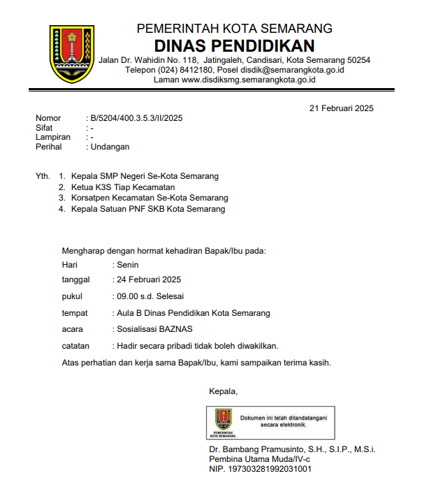 Undangan Sosialisasi BAZNAS